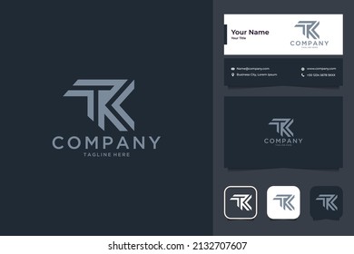 diseño del logotipo de monograma T y K y tarjeta de visita