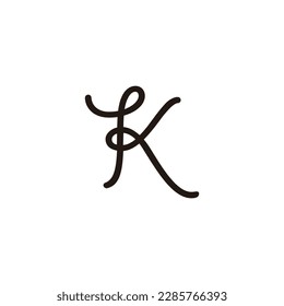 Letter T and K rope geometric symbol simple logo vector