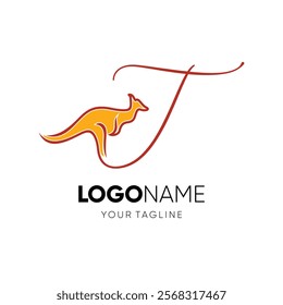 Letter T Kangaroo Logo Design Vector Icon Graphic Emblem Illustration