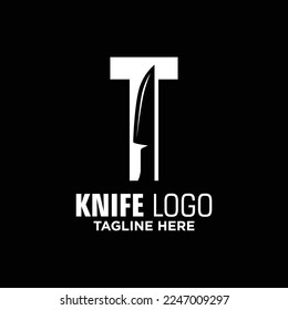 Letter T Knife Logo Design Vorlage Inspiration, Vektorgrafik.