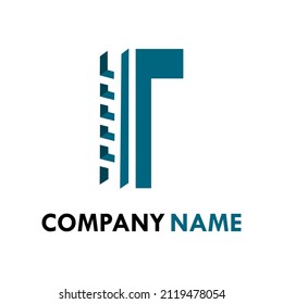 letter t with ladder logo template illustration.