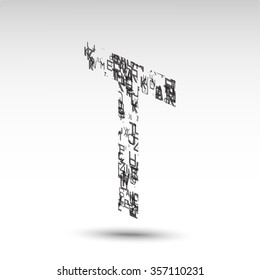 Letter "T" of the Latin alphabet. Vector illustration.