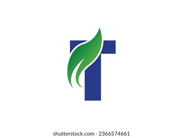 letter T with leaf concepts, T logo template, letter T icon, nature logo template