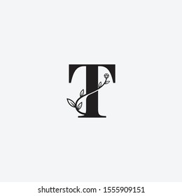 letter T leaf icon logo design concept, floral logo icon sign. Vector illustration