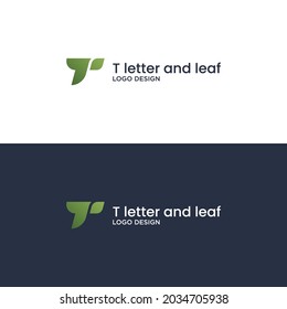 DISEÑO DE LOGOTIPO DE LETRA T Y LEAF