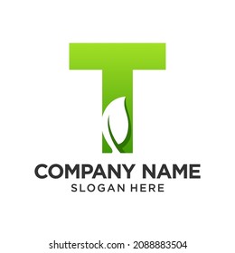 Letter T Leaf Logo Design Template Inspiration, Vector Illustration.