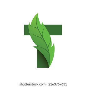 vector de diseño del logotipo de la hoja de letra T