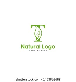 Letter T With Leaf Logo. Green leaf logo icon vector design. Landscape design, garden, Plant, nature and ecology vector. Ecology Happy life Logotype concept icon. Editable file.
