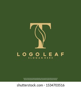 Letter T With Leaf Logo. Green leaf logo icon vector design. Landscape design, garden, Plant, nature and ecology vector. Editable file.