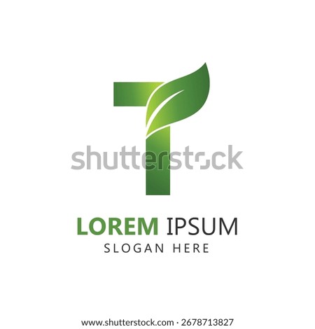 Letter T Leaf Logo Template for Branding Design