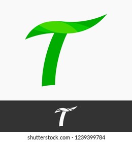 Letter T Leaf Logo Vector Design. T Letter Icon for Tree