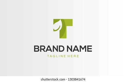 Letter T Leaf Nature Abstract Creative Business Ecology Logo