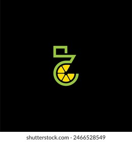 letter T and lemon or lime logo concept vector icon