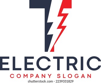 
Letter T Lightning Electric Logo mit Blitzschlag