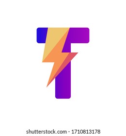 Letter T Lightning Vector Logo Design