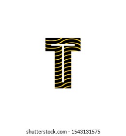 Letter T Line Wave  Logo. Design concept logo icon  yellow line wave on letter T for technology business concept or more brand.