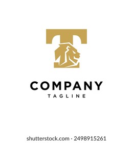 Letter T Lion Head Logo Icon Vector