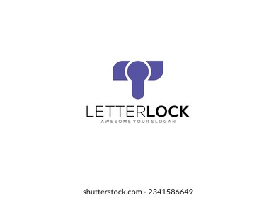 logotipo de diseño de plantilla de vector de bloqueo de letra t