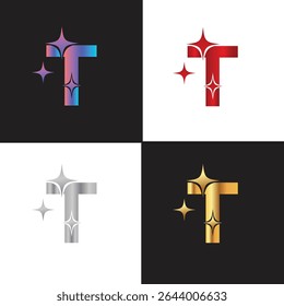 Letter T logo, T logo, AI logo set, modern and minimal design, tech-inspired, colorful icons and symbols, suitable for artificial intelligence, innovation, branding, startups, and digital identity.