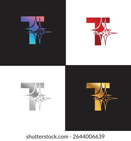 Letter T logo, T logo, AI logo set, modern and minimal design, tech-inspired, colorful icons and symbols, suitable for artificial intelligence, innovation, branding, startups, and digital identity.