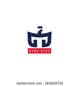 letter T logo. Apparel brand logo.red and blue for  luxury clothing brand
