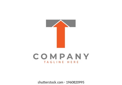 Letter T Logo, letter T and arrow icon combination, Usable for Brand and company Logos, Flat Vector Logo Design Template, vector illustration