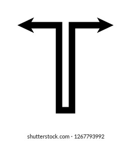 Letter T Logo With Arrows. Black and white logo icon template. Unusual Icon