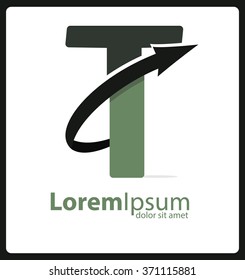 Letter T Logo with arrow,Vector design