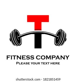 Letter t Logo mit Grill-Vorlagengrafik. Logo des Fitness Gym. Fitness-Vektorgrafik-Design für Fitness und Fitness.