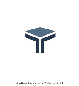 Letter T logo with a box layer on top