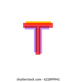 Letter T logo with Colorful three line, real estate, apartment, condo, house, modern, digital, technology logotype