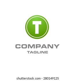 Letter t logo , creative green circle , Elegant calligraphic , Company logo design . vector illustration