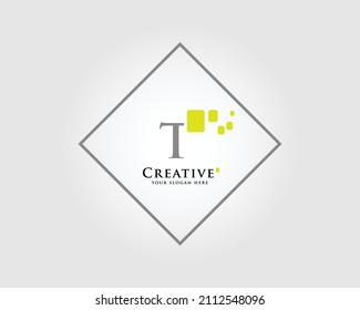 The Letter T Logo Design with a combination of green squares is suitable for your business brand.