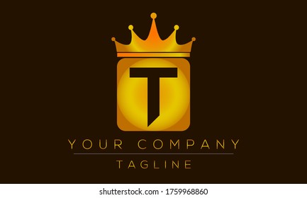 Letter T Logo Design, Creative Modern Icon T With Crown Head