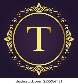 Letter T Logo Design, Creative Minimal TT Monogram. abstract vector logo monogram. T Flower logo Wedding. Elegant monogram. Illustration of wedding monogram logo with flower frame.
