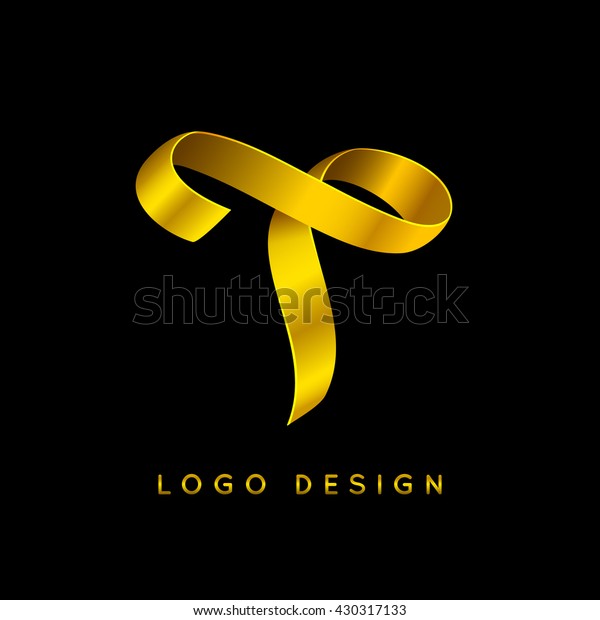 Logo Design Des Buchstaben T Goldband Stock Vektorgrafik Lizenzfrei