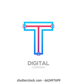 Letter T Logo Design, Linked shape square, Technology and digital, Connection vector logotype