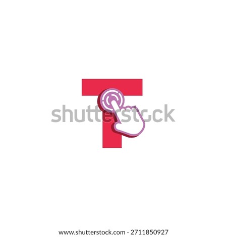 Letter T Logo Design on Touchscreen Vector Template