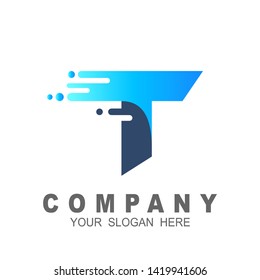 Letter t logo design simple concept fast design modern background with