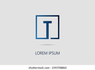Letter T logo design with square smooth gradient. vector illustration