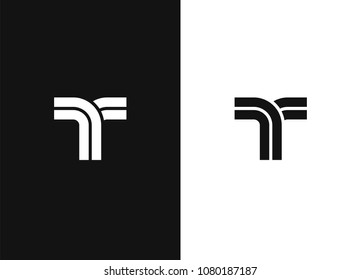 Letter T logo design template. T monogram. Line vector symbol. Abstract image of the road. Icon design template element. Black white version.
