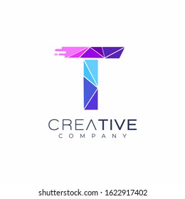 letter T logo design template. Art tech media app creative sign
