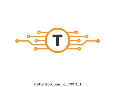 Letter T Logo Design Template. T Letter For Cyber Logo Protection, Technology, Biotechnology And High Tech. Network Logo Design