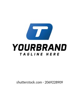 Letter T logo design template. Vector symbol. Isolated in blue and white