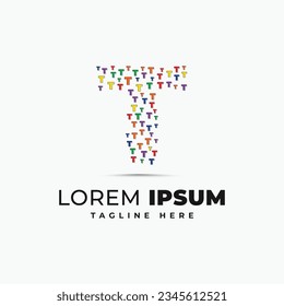 Letter t logo design template with colorful alphabet b vector