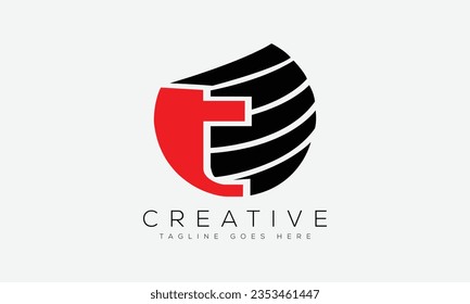 Ilustración vectorial de la plantilla de diseño del logotipo de la letra T.