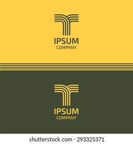 Letter T logo design template. Line vector symbol. Abstract image of the road.