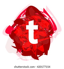 Letter T, logo design template element, little letter on red abstract, font style, vector illustration