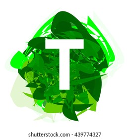 Letter T, logo design template element, letter on green abstract, font style, vector illustration