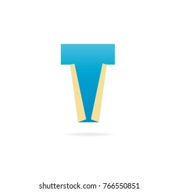 Letter T logo. Design template elements, paper